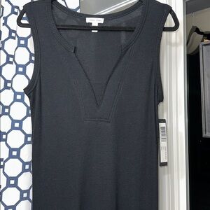 Sz M 🇨🇦⭐️Nwt Tribal Black V Neck Waffle Knit Stretch Dress 52”L